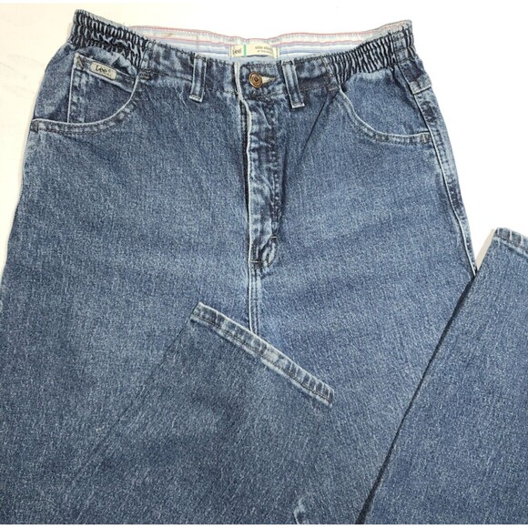 Lee Vintage Womens Side Elastic At The Waist Jeans Size10 Tapered Relaxed - Picture 1 of 15